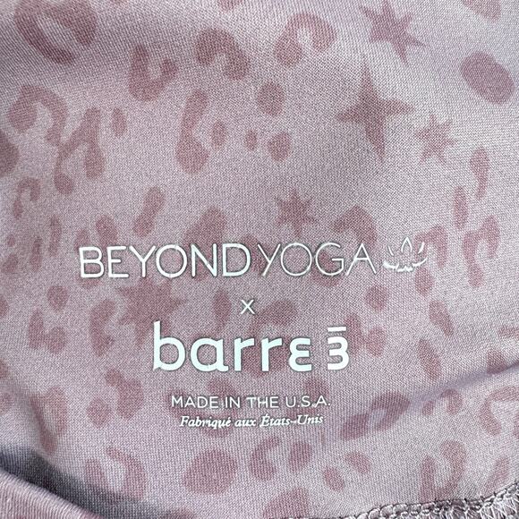 Beyond Yoga X Barre 3 Women's Leggings Measures M Cheetah Leopard Active Pink - Picture 3 of 4